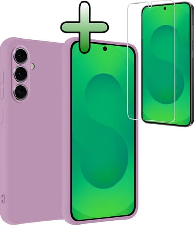 Hoesje Met Screenprotector - Geschikt voor Samsung Galaxy S25 - Sterk & Shockproof - Back Cover - Siliconen Case - Telefoon Hoes - Lila