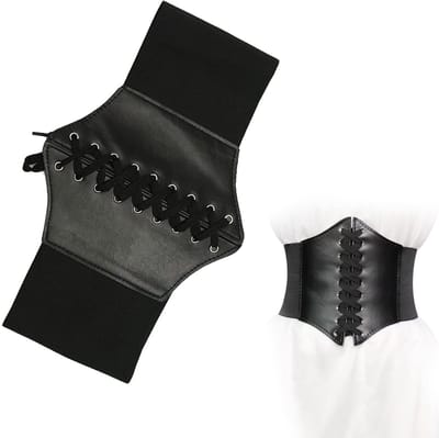 Dailygoods- Corset Dames - Zwart Vintage Leren Corset met Veter - Retro Elastische Riem - Kostuum/Avondjurken - Comfortabele Pasvorm - Tijdloos Ontwerp - Korset