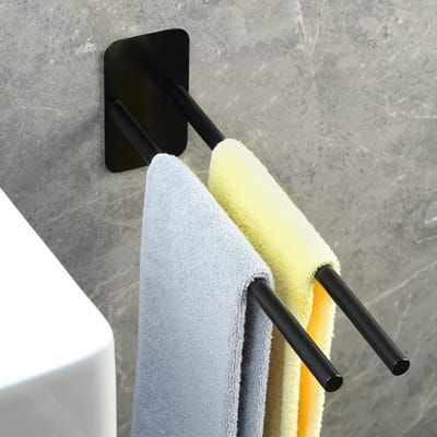 Towel Holder Zonder Boren, Handdoekrek voor Badkamer, 40 cm, Modern Design in Mat Zwart, Ideaal voor Keuken en Badkamer