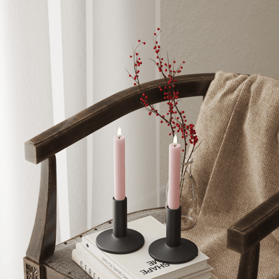 Luxe LED kaars - Light Pink LED Dinner Candle D2,2 x 15 cm (2 pcs.) - net een echte kaars! Deluxe Homeart