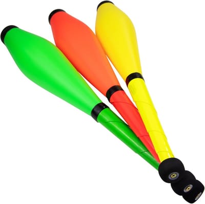 Jongleer Clubs - Trainingsset - Vaardigheid Oefenen - UV Neon Kleuren - 52 cm Lengte - Oranje Geel Groen