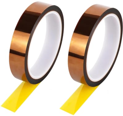 2 rollen hittebestendige tape, 20 mm x 33 m Kapton tape, polyimide hoge temperatuur tape voor 3D-printers, solderen, sublimatie en elektronica printplaten