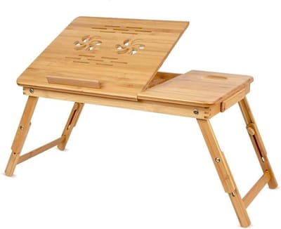 Bamboe Ontbijttafel met Telescopische Poten - Voor Sofa en Bed - 60 x 40 x 25 cm