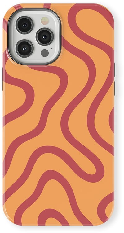 DripCase Curvy Lines Hoesje geschikt voor iPhone 12 Pro | Backcover met Mag | Design Tough Case geschikt voor iPhone 12 Pro Terracotta Twist