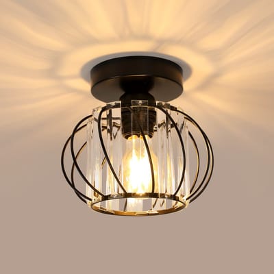 Moderne Kristallen Plafondlamp E27 LED - Mini Kroonluchter Design voor Keuken, Eetkamer, Slaapkamer, Gang of Hal - Zwart