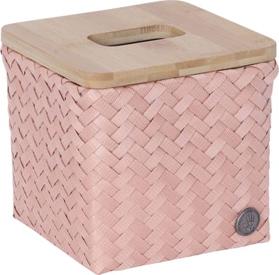 Tissue box - Tissue houder - Tissue doos - Zakdoek doos - Bamboe deksel - Handed By Top Fit square - roze, copper blush