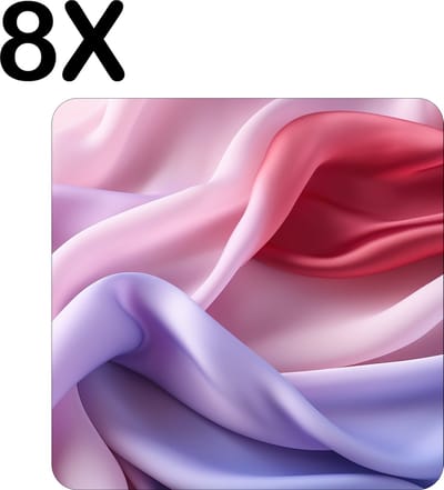 Luxe Placemat - Pastel Gekleurd - Golvend Satijn - Set van 8 Placemats - 40x40 cm - 2 mm dik Vinyl - Anti Slip - Afneembaar