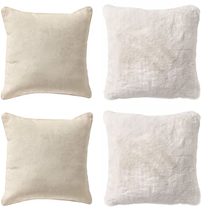 Dutch Decor - KUSSENSET - 4-delig - Soft Elegance - 45x45 cm - inclusief binnenkussens - wit - Met Ritssluiting – Decoratie Kussens - Comfortabele kussentjes voor op de Bank