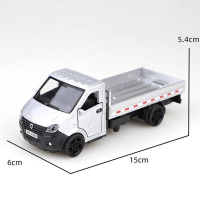 (Verpakt) 1/34 Schaal Legering Pullback Drie-Deurs Vrachtwagen, Stijlvol Ontwerp, Kan Vracht Vervoeren, Jongensspeelgoed, Die-Cast Metaal. gray