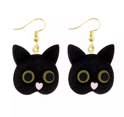 Akyol - Katten oorbellen- Zwart - Katten oorhangers -Cadeau - sieraad - Cat - dieren oorbellen - dieren - Poes - Sieraad - oorbel - oorhangers boerderij – cadeau-carnaval - gift