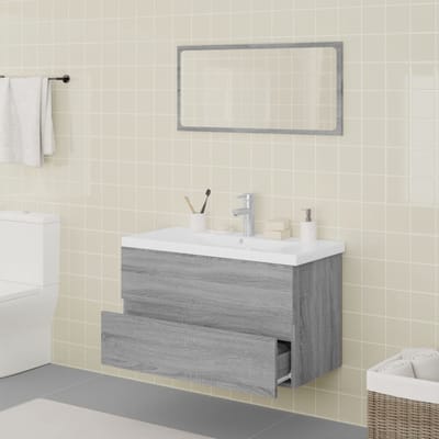 vidaXL - Badkamermeubelset - bewerkt - hout - grijs - sonoma - eikenkleurig