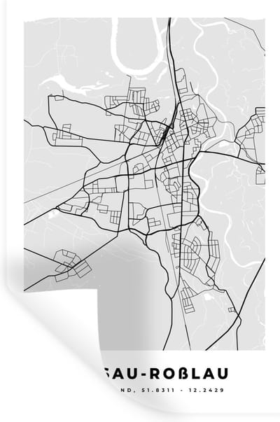 Muurstickers - Sticker Folie - Duitsland - Stadskaart - Plattegrond - Kaart - Dessau-Roẞlau - 20x30 cm - Plakfolie - Muurstickers Kinderkamer - Zelfklevend Behang - Zelfklevend behangpapier - Stickerfolie