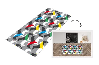 Keukenloper - Loper keuken - Honden - Teckel - Patronen - 120x50 cm - Keukenloper vinyl