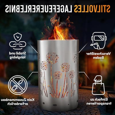 Vuurton met motief - Kampvuurton Buitenhaard - Gezellige avonden creëren - Duurzaam staal roestpatina - 10 Kilogram - Zilver