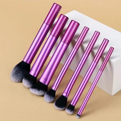 7-delige Make-up Kwastenset Zachte Synthetische Haren Make-up Kwasten Foundation Blush Oogschaduw Cosmetische Make-up Tools paars
