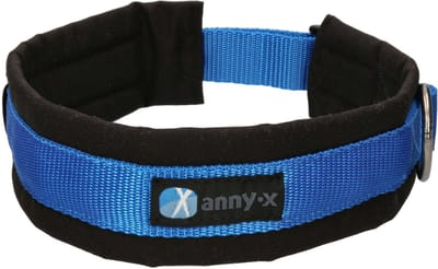 AnnyX Brede Halsband - FUN - Verstelbaar-zwart blauw - Gevoerd - maat XXS (2) - 2.5cm breed - halsomvang vanaf 27cm tot 33 cm -