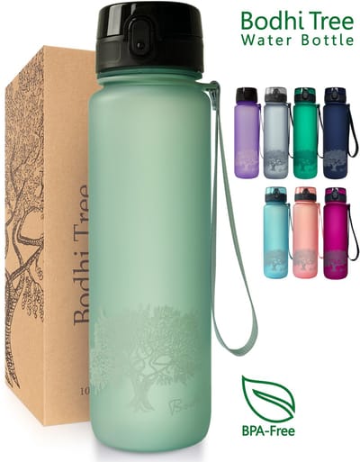 Bodhi Tree® Waterfles 1 Liter - Drinkfles 100% Lekvrij - BPA vrij - Fruit Filter - Waterflessen Drinkflessen Volwassenen - Groen - Moss Green