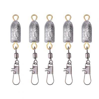 Dailygoods- Vislood 10g 5 Stuks - Sinkers - Connector - Hoog slijtvast - Unieke vorm - Gemakkelijk te gebruiken