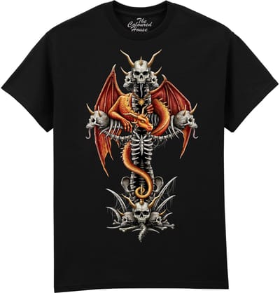 Dragon Skull Cross The Coloured House T-shirt M