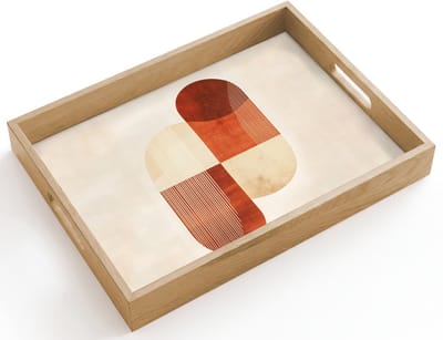 Dienblad hout 40x30 cm - Schootdienblad - Bogen - Beige - Vormen - Borrelplank rechthoek - Plateau dienbladen