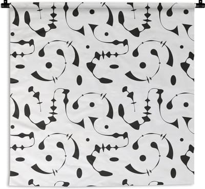 Wandkleed - Wanddoek - Line Art - Abstract - Zwart Wit - Patroon - 180x180 cm - Wandtapijt