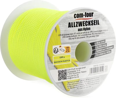 paracord koord Ø 3 mm, 50 m - touw met 3 kernstrengen voor boot, camping, outdoor - nylon touw met 192 kg draagvermogen - tenttouw, scheerlijn, universeel touw