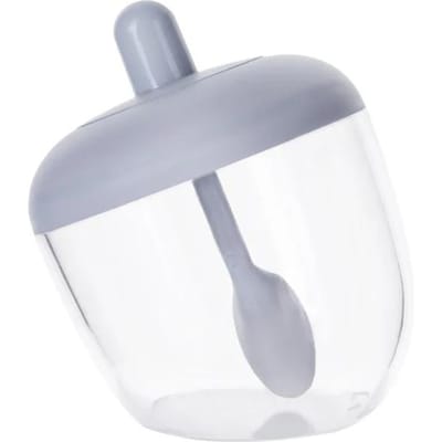 Keuken Zoutstrooier Kruidenpot met Lepel Peper Kruidenbus Vochtdicht Specerijengereedschap Zoutstrooier keukengadget organizer gray