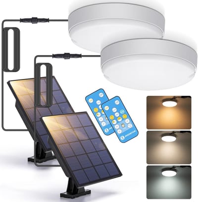 Zonnepaneel Buitenlamp Set (2 Stuks) met Afstandsbediening en 3M Kabel, Waterdicht