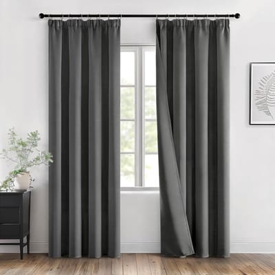 SNJY® Gordijnen Kant en Klaar met Haakjes - Vitrage Kant en Klaar met Haakjes - Gordijnen Verduisterend met Haakjes - 245 x 140 cm (H x B) - 2 Stuks - Grijs
