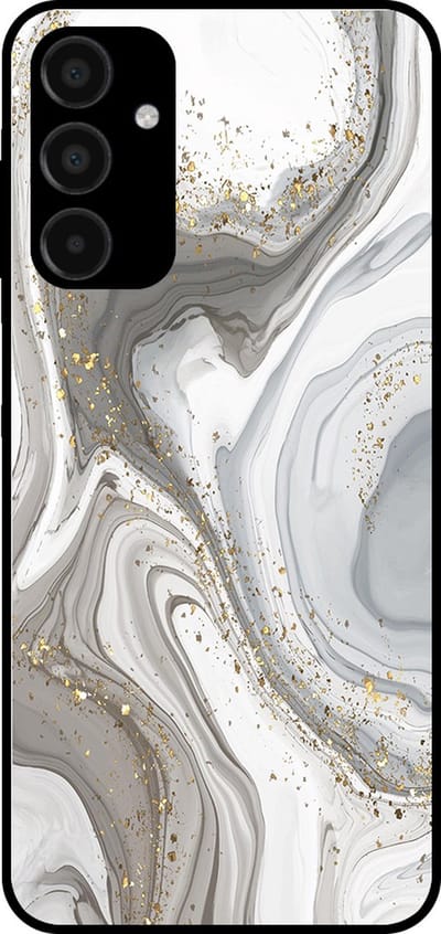 Smartphonica Telefoonhoesje geschikt voor Samsung Galaxy A15 met marmer opdruk - TPU backcover case marble design - Zilver geschikt voor Samsung Galaxy A15