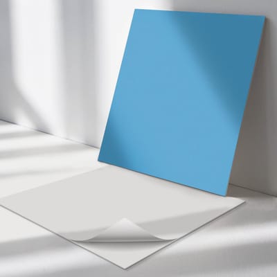 Wallfluent Vinyl Tegels - Kleur Blauw Vinyl Vloer Tegels - 30 cm x 30 cm - Uniform PVC Tegels - Set van 9 - Vierkant PVC Tegels - Patroon Plaktegels - Zelfklevende Vinyl Tegels - Plaktegels Keuken en Badkamer