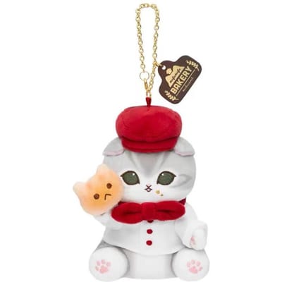 12CM Mofusand Bakkerij Haai Kat Pluche Speelgoed Sleutelhanger Broodje Aardbei Baguette Chefpop Hanger Cartoon Kat Knuffelzak Charms white
