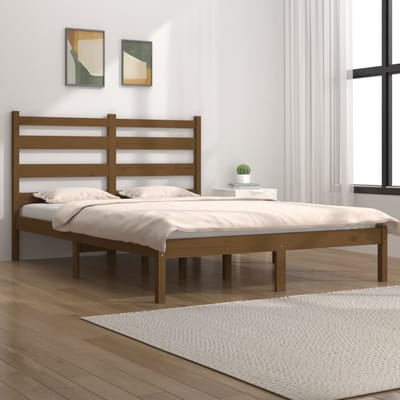 vidaXL - Bedframe - massief - grenenhout - honingbruin - 200x200 - cm
