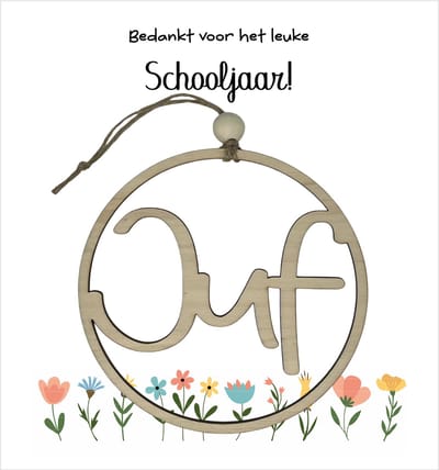 Hoepel en kaartje JUF | bloemen | jij bent de liefste | liefste juf | topjuf | einde schooljaar | juffen | meester | cadeau