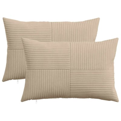 vidaXL - Kussensloop - 2 - pcs - ALMELO - Taupe - 40 - x - 60 - cm - corduroy