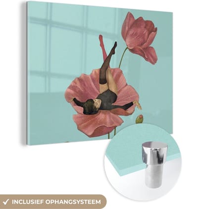 MuchoWow® Glasschilderij 120x90 cm - Schilderij acrylglas - Dromen - Vintage - Vrouwen - Foto op glas - Schilderijen