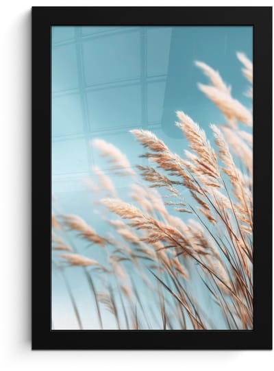 Poster in lijst - Fotolijst 20x30 cm - Posters - Siergras - Wind - Lichtbruin - Posterlijst zwart - Decoratie - Wanddecoratie woonkamer - Muurdecoratie slaapkamer