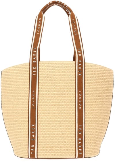 Ted Baker shopper Raffia Webbing Detail Raffia Large Tote Bag Brown beige