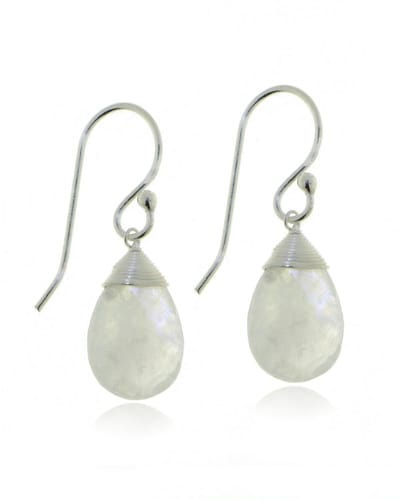 SilverGems Zilveren oorhangers met druppelvormige Regenboog Maansteen edelstenen