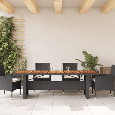 vidaXL - Tuintafel - met - acaciahouten - blad - 240x90x75 - cm - poly - rattan - zwart