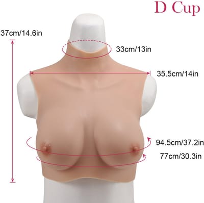 Siliconen borsten- D cup- Nep Borsten- 100% siliconen- 2500 gram -Crosdresser- Travestiet- Cosplay-Breastplate-Travestie- Natuurlijke look-