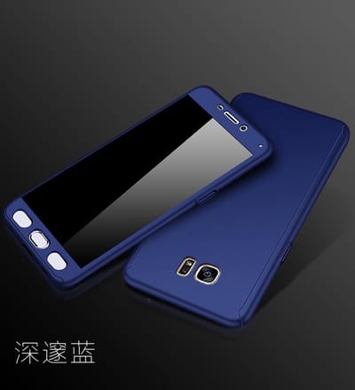 360-graden Frosting Beschermhoesje Set voor Galaxy S7 Edge _ Blauw