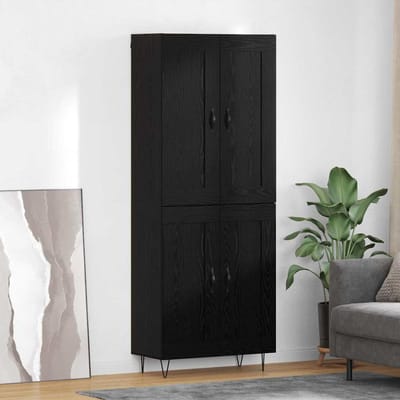 vidaXL - Highboard - Zwart - Eiken - 69,5 - x - 34 - x - 180 - cm - Bewerkt - hout