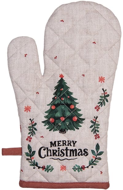 Clayre & Eef Ovenwant 18x30 cm Beige Katoen Kerst