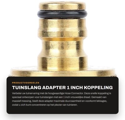 Dailygoods - Tuinslang Adapter - 1 inch Koppeling - Snelle Koppeling van Massief Messing - Geschikt voor tuinslangen - Duurzaam en stevig - Voor eenvo...