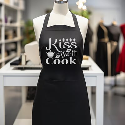 Verstelbaar kookschort, unisex, met 2 Zakken Vloeistof Druppel Waterbestendig Koken Keuken Restaurant Bar Schilderen BBQSchort, voor diverse doeleinden, Zwart Schorten Koksschort Unisex Schorten voor Vrouwen en mannen , kiss the cook.