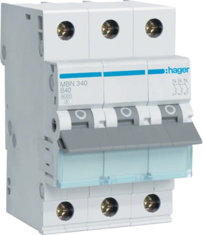 Hager MBN340 Hager MBN340, 50 - 60 Hz, 40 A, 3P Zekeringautomaat 3-polig 40 A 400 V