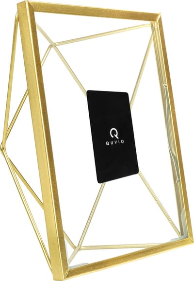 QUVIO Fotolijst - Fotoalbum - Fotoboek - Foto - Fotokader - Fotolijstje voor 1 - Fotolijsten - Fotohouder - Woonaccessoires  - Staand - Staal - Hexagon - 15 x 20,5 cm (bxh) - Goud