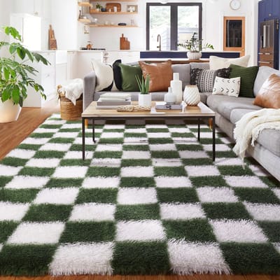 woonkamertapijten, 240 x 300 cm, olijfgroen en wit, wollig, slaapkamerdecoratie, kindertapijt, hoogpolig, bedmat, wasbaar, antislip, knuffelig tapijt