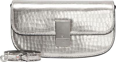 LIEBESKIND BERLIN Leren Schoudertas Koppeling Viktoria Metallic Reptile Crossbody Mirror Zilverkleurig